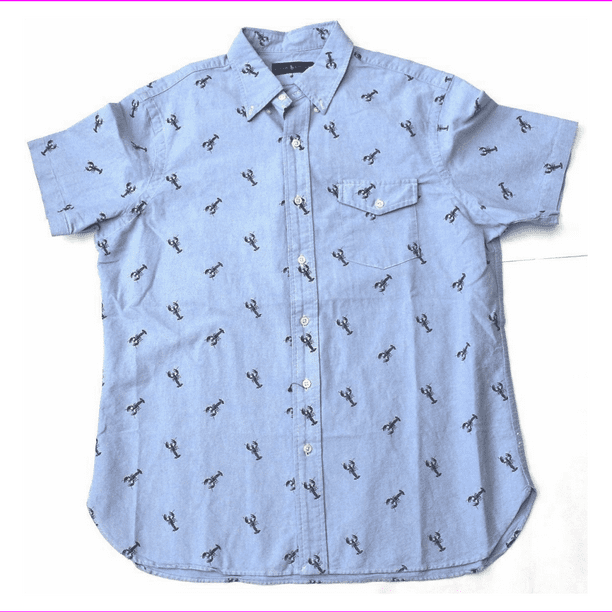 Polo Ralph Lauren Men's Printed Short-Sleeve Shirt , Light Blue, Size  S,MSRP $89 