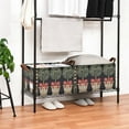 thumbnail image 3 of Yayeee Foldable Storage Basket for Shelves with Handles Set of 2 Waterproof Cloth Bins, Beige Striped Trees, 3 of 7