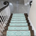 thumbnail image 2 of SussexHome Flower Design 9" X 28" Stair Treads - 70 % Cotton Anti-Slip Carpet Strips for Indoor Stairs-Easy to Install Stair Treads with Double Adhesive Tape-Safe, Extra-Grip, 10-Pack-Teal, 2 of 8