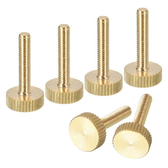M4x20mm Knurled Thumb Screws, 6 Pack Flat Knurled Head Brass Thumb Screws Bolts