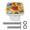 thumbnail image 1 of 4 Pieces Set Drawer Pulls Handle Square Wardrobe Cabinet Knobs with Stainless Steel Screws Furniture Kitchen Decor, 1 of 5