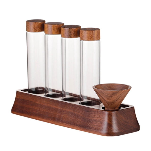 jesticaly Glass Test Tubes with Display Rack Storage Bean Tubes Coffee for Coffee Shop 8 Hole 4 Hole