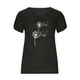 thumbnail image 5 of Pompotops Femmes Été V-Cou Imprimé Floral Tops T-Shirts Casual Pétale Chemisier à Manches, 5 of 5