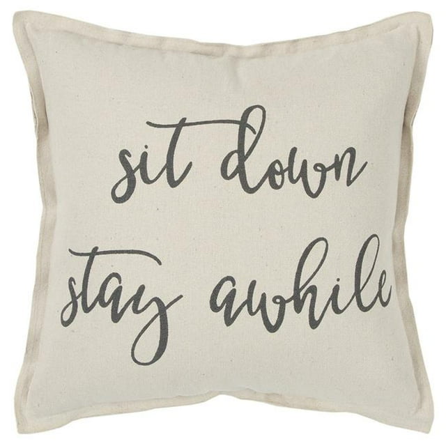 HomeRoots 403300 Gray & Cream Stay Awhile Decorative Throw Pillow, Natural