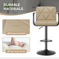 thumbnail image 6 of Hatchsun Modern Adjustable Bar Stools Set of 2, Faux Leather Swivel Counter Height Barstools with Back Support, Arms, Footrest, Height Adjustable 23.5-32.5", 300 lbs Capacity (Khaki), 6 of 7