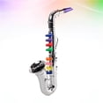 thumbnail image 3 of Children Plastic Trumpet Toy Musical Instruments Toy Saxophone 8 Rhythms Trumpet Toy Kids Mini Musical Instrument Toy Props for Preschool Toy Gift CZ01 (Silver), 3 of 8