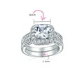 thumbnail image 4 of Bling Jewelry Womens 2CT Cushion Cut CZ Engagement Ring in .925 Sterling Silver with Three-Sided Double Pave Band, 4 of 7