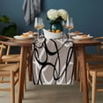 thumbnail image 2 of Brown Geometric Table Runner - 36 Inch Long, Kitchen Dining Table Runner Dresser Scarves, Vintage Black White Striped Abstract Art Farmhouse Decor for Coffee Tables Wedding Party Banquet, 2 of 8