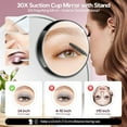 thumbnail image 5 of Behome 30x Magnifying Mirror With Light, 360°Adjustable Stand & Suction Cups Vanity Mirror, 3 Color Modes & Stepless Dimming, Rechargeable Lighted Makeup Mirror, for Vanity, 5 of 7