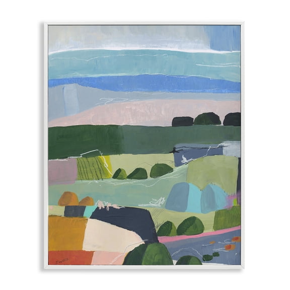 Stupell Industries Contemporary Soft Abstract Landscape White Framed Giclee Art, 16 x 20, by Jan Weiss