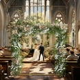 thumbnail image 2 of Outsunny 6.6FT x 6.6FT Gold Wedding Arch Backdrop Stand for Birthday Party, 2 of 10