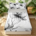 thumbnail image 2 of Erosebridal Gray Magnolia Zipper Twin Comforter Sets with Fitted Sheet and 2 Pillowcases for Girls, Watercolor Floral Plant Zipper Bedding Set, Gray Reversible, 4pcs, 2 of 7