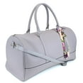 thumbnail image 2 of Women's Large Leather Weekender Duffel Bag with Satin Interior - Big 22" Carry-On Size - Light Grey, 2 of 6