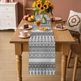 thumbnail image 2 of Grey White Boho Table Runner - 70 Inch Long Vintage Ethnic Tribe Abstract Art Cotton and Linen Blended Dress Scarves Farmhouse Table Runner for Kitchen Dining, Coffee Table, 13" x 70", 2 of 8