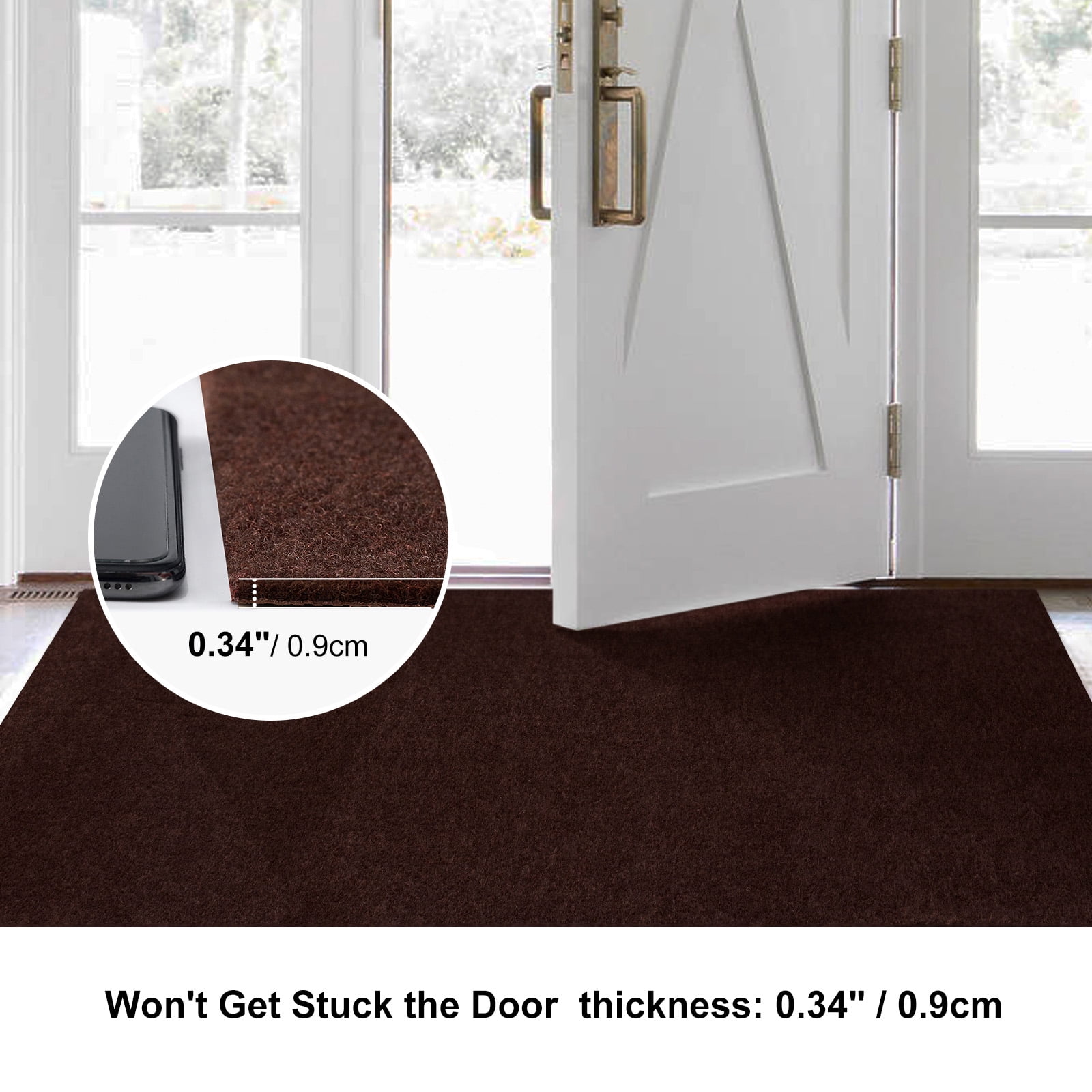 ANTPOP 3'x4' Runner Rugs Outdoor Indoor Utility Non-Slip Carpet Runners with Rubber Backing Custom Size Area Rug Entrance Mat for Kitchen Hallway Entryway Patio Garage Laundry Dark Brown