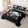 thumbnail image 3 of Homewish Goth Sugar Skull Twin Quilt Set,Romantic Rose Floral Twin Coverlet Set,2-Piece, 3 of 7