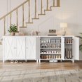 thumbnail image 3 of AKDSteel Shoe Cabinet with Doors，4-Tier Shoe Organizer - Large-Capacity, Sturdy Shoes Rack with Wooden Construction, Individually Mounted, for Entryways, Hallways, and Front Doors, White, 3 of 8
