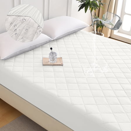 White Diamond Grid Ultrasonic Waterproof Mattress Protector – Size T Bed Bug Proof & Stain Resistant Mattress Cover