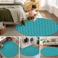 thumbnail image 6 of 5ft Round Rug, Teal Morocco Non-Skid Rubber Backing Large Area Rugs - Living Room Bedroom Home Office, Geometric Leaf Diamond Lattice Abstract Indoor Floor Mat Carpets Washable Rug, 6 of 9