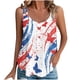 thumbnail image 2 of Puntoco Camisetas de cuello cuadrado para mujer, moda de verano para el tiempo libre, camiseta sin mangas con cuello redondo y tirantes estampados del Día de la Independencia, 2 of 5
