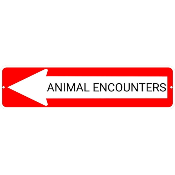 ANIMAL ENCOUNTERS Red Left Arrow 24 x 6 inch Aluminum Composite Sign