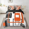 thumbnail image 2 of YST Black White Grey Orange 7 Piece Bed In A Bag Full Geometric Square Grid Comforter Set With Sheets For Kids Adults Geometry Striped Bedding Set Modern Abstract Lines Grids Bed Set, 2 of 5