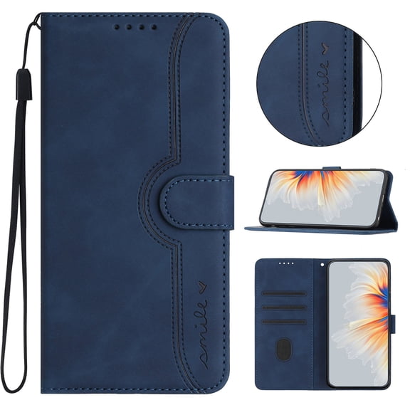Designed for iPhone 14 Pro Case Wallet, Flip Folio Cover with PU Leather Adjustable Stand Credit Card Holders Slots Wrist Strap Magnetic Closure Phone Case for iPhone 14 Pro, Darkblue