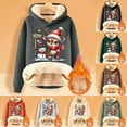 thumbnail image 5 of Womens Christmas Sweatshirt Christmas Cute Deer Print Women'S Fall Winter Velvet Thickened Warm Cardigan Hooded Hoody Hoodies for Women Beige L, 5 of 5