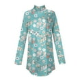 thumbnail image 5 of TQWQT Plus Size Mock Turtleneck for Women Loose Fit Floral Print Tunic Top Mockneck Long Sleeve T-Shirts Curved Hem Graphic Tee Fall Outfits 2024 Light Blue L, 5 of 5