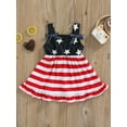thumbnail image 2 of Chollius Toddler Baby Girls 4th of July Dress Star Stripe Print Sleeveless Ruffle Bow-Knot Decor Dress Independence Day Clothes, 2 of 9