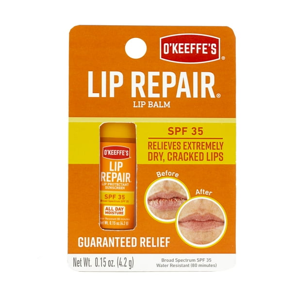 Bálsamo labial O'Keeffe's Lip Repair SPF 35 en barra, paquete de 1