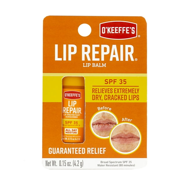 Bálsamo labial O'Keeffe's Lip Repair SPF 35 en barra, paquete de 1