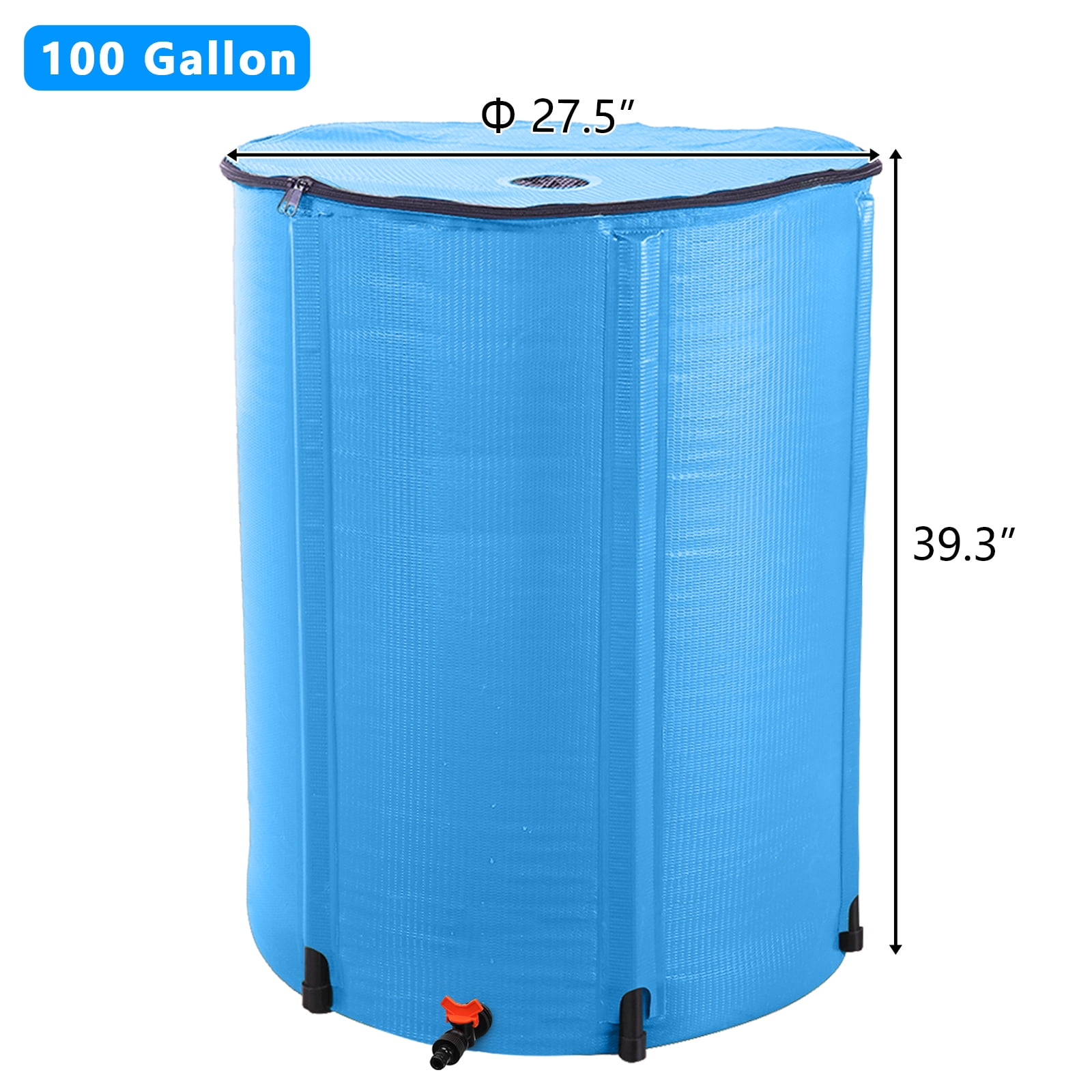 Gzxs 100 Gallon Collapsible Rain Barrel, Large Garden Water Storage Tank, Portable Folding Rainwater Collector, Water Catcher (Blue)