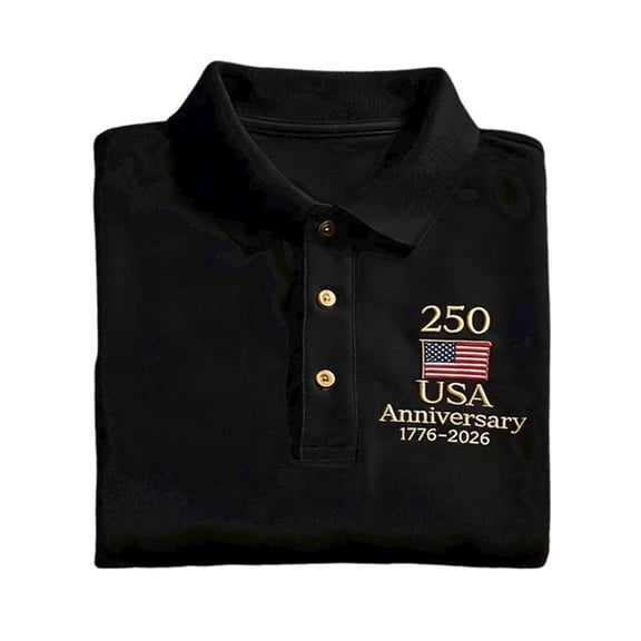 WAYUTE Polo Shirts for Men 250th Anniversary USA Shirt Short Sleeve Patriotic Graphic Collared Independence Day Freedom Casual Outdoor
