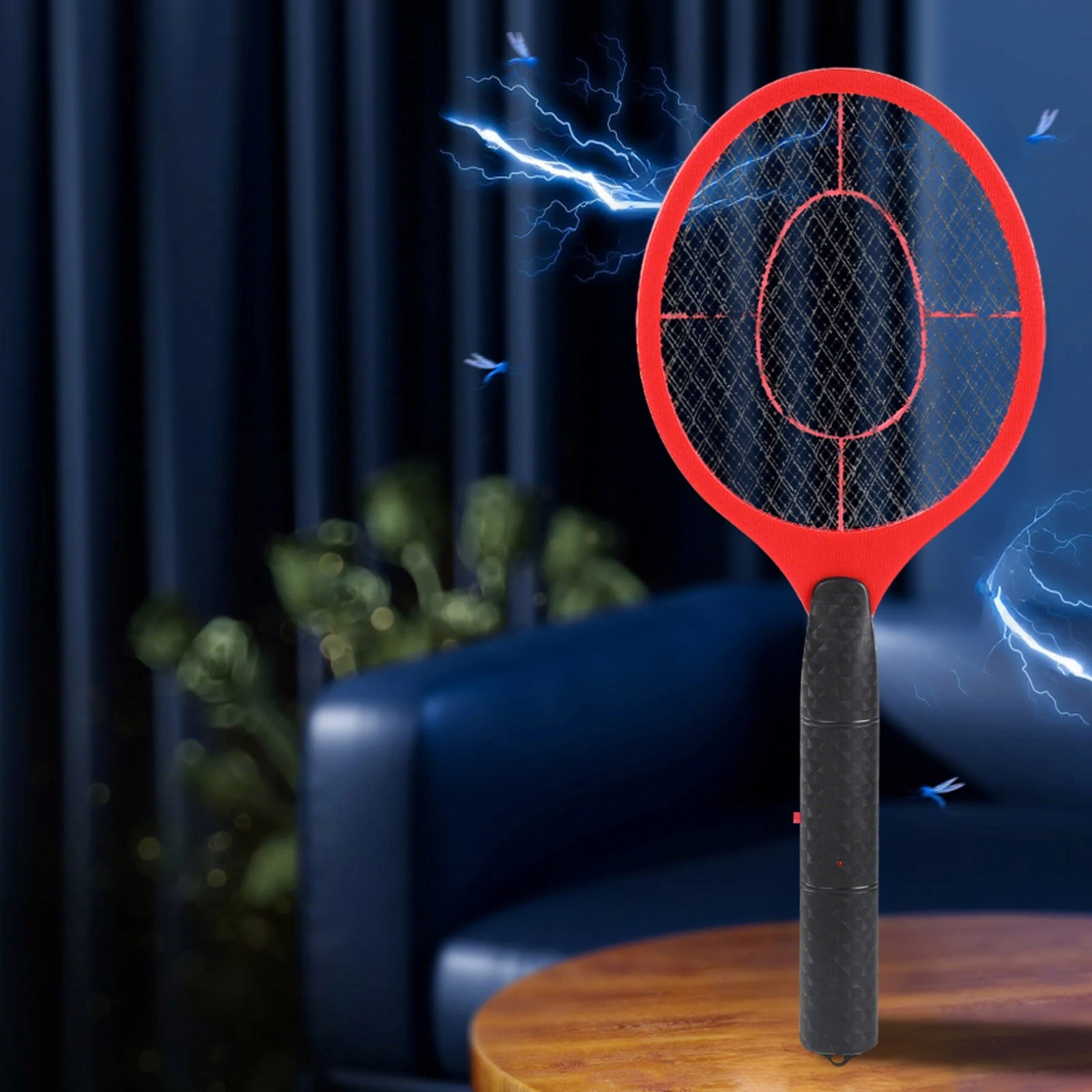 Electric Fly Swatter Bug Zapper, Rechargeable Handheld Mosquito Racket with 3-Layer Safety Mesh, Battery Operated Insect Killer for Indoor Outdoor Use, Large Size Tennis Killing Zap