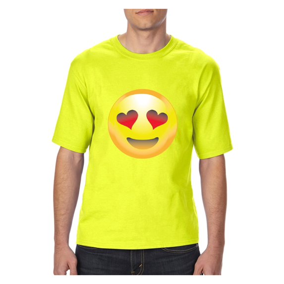 "Mens and Big Mens Emoji Heart-Shaped Eyes T-Shirt, up to size 3XLT"