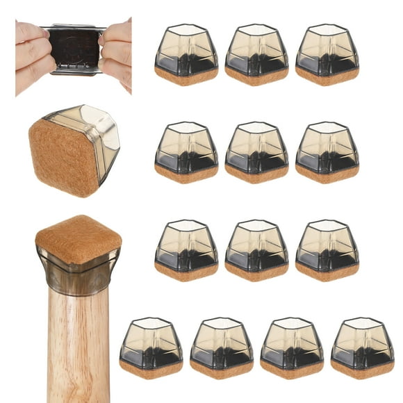 Uxcell 16-Pack Chair Leg Floor Protectors, Fit 0.67-0.86" Silicone Pads with Felt Pads Furniture Leg Covers for Hardwood Floors [Black]