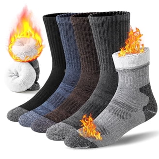 winter dress socks for men 4 Pack Men Wool Crew Dress Socks Boot Soft Thick Warm Winter Thermal Sock  6-10