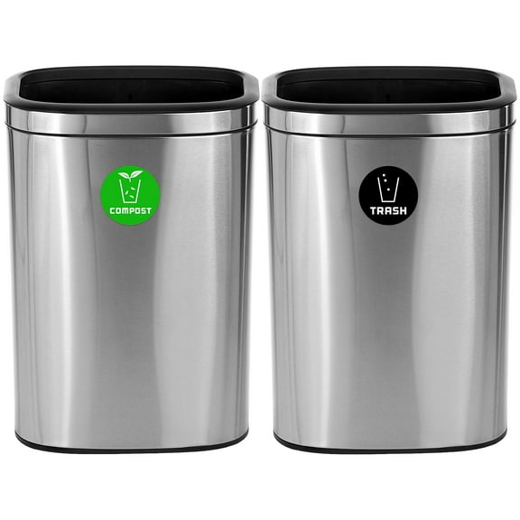 Alpine Industries Commercial Indoor Dual-Stream Recycling Station 10.5 Gallon Stainless Steel