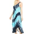 thumbnail image 3 of Sakkas Liz Women's Maxi Loose Sleeveless Summer Casual Tank Dress Cover-up Caftan - NavyTurq - One Size Regular, 3 of 5