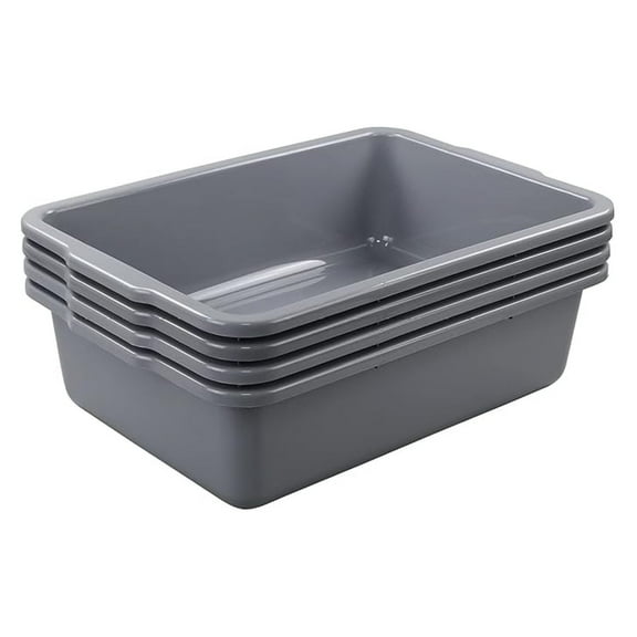 35 L Plastic Bus Tub, Large Food Serving Bus Tub, Utility Bus Boxes Set, Pack of 4, Grey