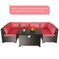 thumbnail image 3 of ALAULM 8 Pieces Outdoor Patio Furniture Set with Propane Fire Pit Table Outdoor Sectional Sofa Sets Patio Furniture 43" Gas Fire Pit Brown PE Rattan Patio Conversation Set w/6 Cushions, Red, 3 of 9