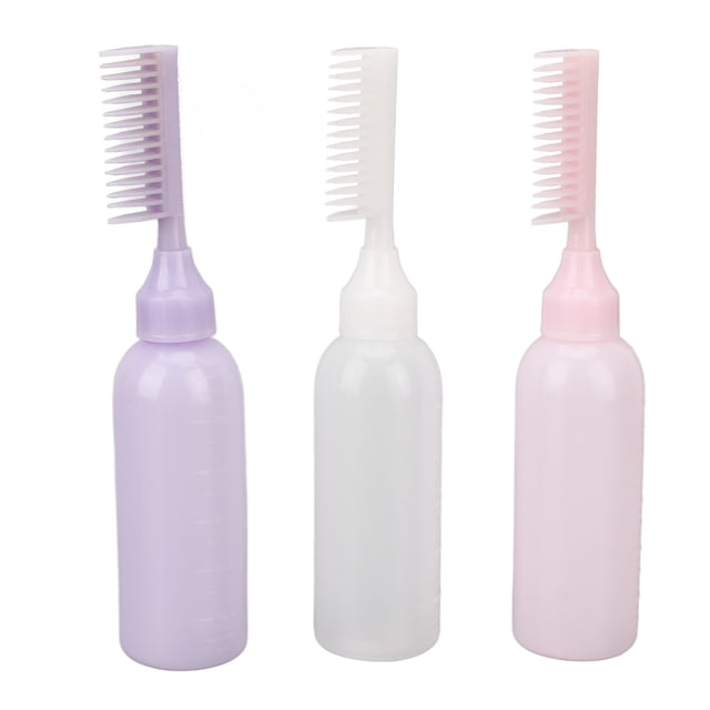 Flacon Applicateur Peigne Racine, Opération Simple Flacon de Teinture Capillaire 3 Pièces pour Salons de Beauté