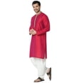 thumbnail image 3 of In-Sattva Men's Embroidered and Patterned Regular Fit Long Kurta Tunic; Vibrant Magenta; SM, 3 of 6