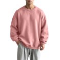 thumbnail image 2 of RJMDKXZ Fleece Crew Neck Sweatshirts Men Oversized Plus Size Casual Solid Soft Pullover Long Sleeve Sweat Shirts, 2 of 7