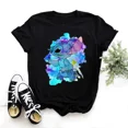 thumbnail image 3 of Camisetas de algodón para niños con dibujos animados de Lilo y Stitch de Disney, camisetas de verano, camisetas negras con cuello redondo y Stitch Ohana, camisetas para bebés, ropa para niños y niñas, 3 of 5