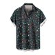 thumbnail image 5 of Blusa y camisa de manga corta con cuello vuelto para hombre, informal, a la moda, con estampado navideño, bolsillo, botones, blusa de manga corta con cuello vuelto, blusa de poliéster para hombre, 5 of 6