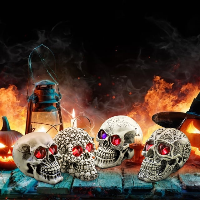 Xihbxyly Adorno de Calavera de Halloween, Calavera de Resina Brillante, Decoración Única para El Hogar, Decoración de Fiesta Espeluznante, Perfecto para Halloween, Material Duradero, Tamaño 15 X 9 X
