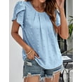 thumbnail image 5 of Alsol Lamesa V Neck T-Shirts Tops for Women Summer Ruffle Short Sleeve Polka Dot Casual Womens Shirts, 5 of 6