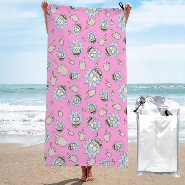 Toalla de playa Rick y Morty, suave, de secado rápido, resistente a la arena, para piscina, yoga, gimnasio, camping, toallas de baño ligeras, regalo para niños, niñas, niños y adultos, 31,5 x 63